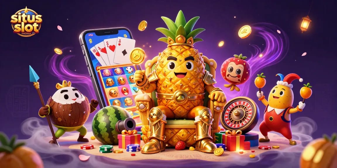 Engage with situs slot thailand as the golden pineapple king claims victory amid colorful slot games and casino excitement.