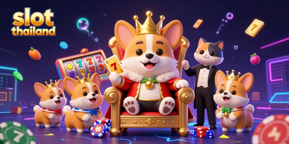 Engaging slot thailand theme with animated corgi royalty and casino excitement.