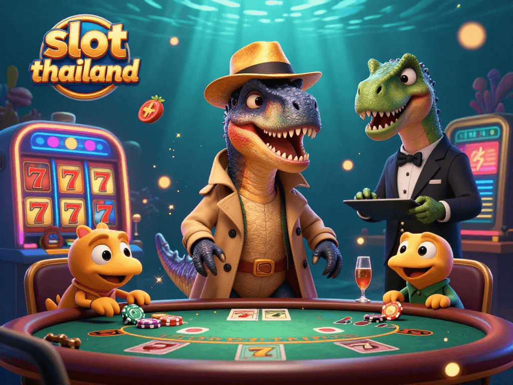 Experience slot thailand action with playful characters in a dynamic casino scene.