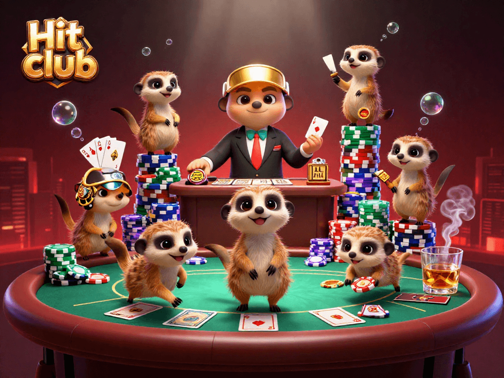 Engage with the Hit club as meerkats orchestrate a lively casino scene with vibrant games and dynamic activities.