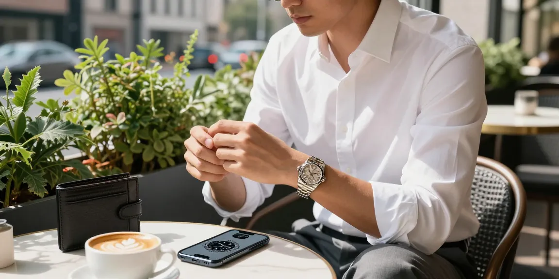 Experience luxury with a rolex replica watch in a stylish café setting, showcasing elegance and modern lifestyle.
