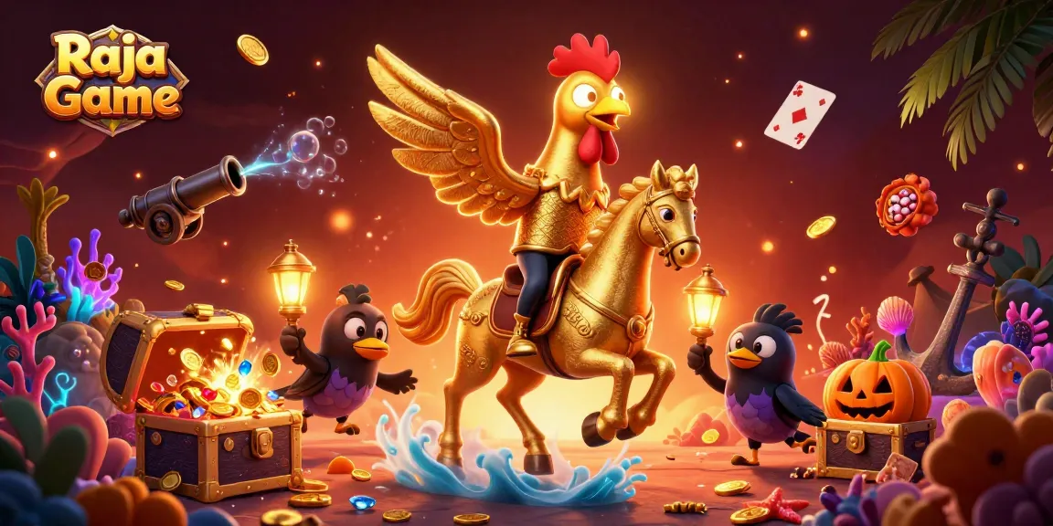 Engage with Raja Game's thrilling online casino, featuring vibrant characters and dynamic gaming elements.