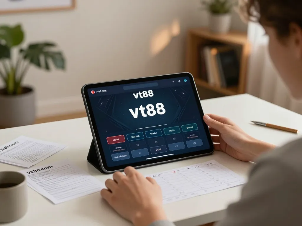 Engaging gameplay on vt88 com displayed on a tablet in a stylish home environment.