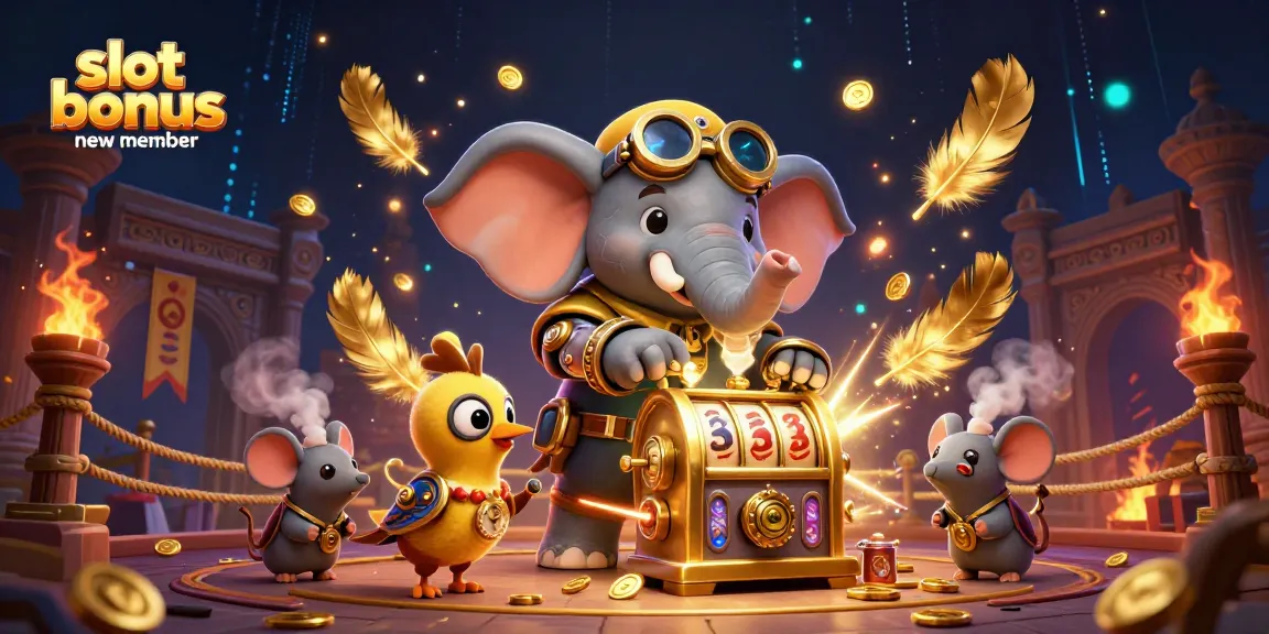 Engage with the slot bonus new member featuring a steampunk elephant and immersive casino graphics.