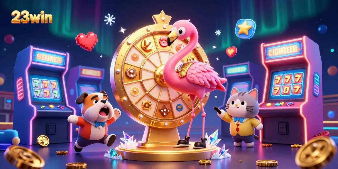 Spin the giant prize wheel at 23win with vibrant slots and exciting casino characters!