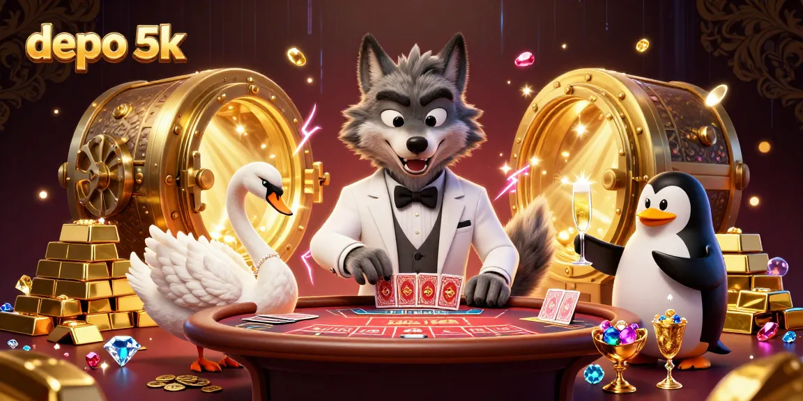 Engaging illustration showcasing depo 5k with vibrant casino characters at a baccarat table.