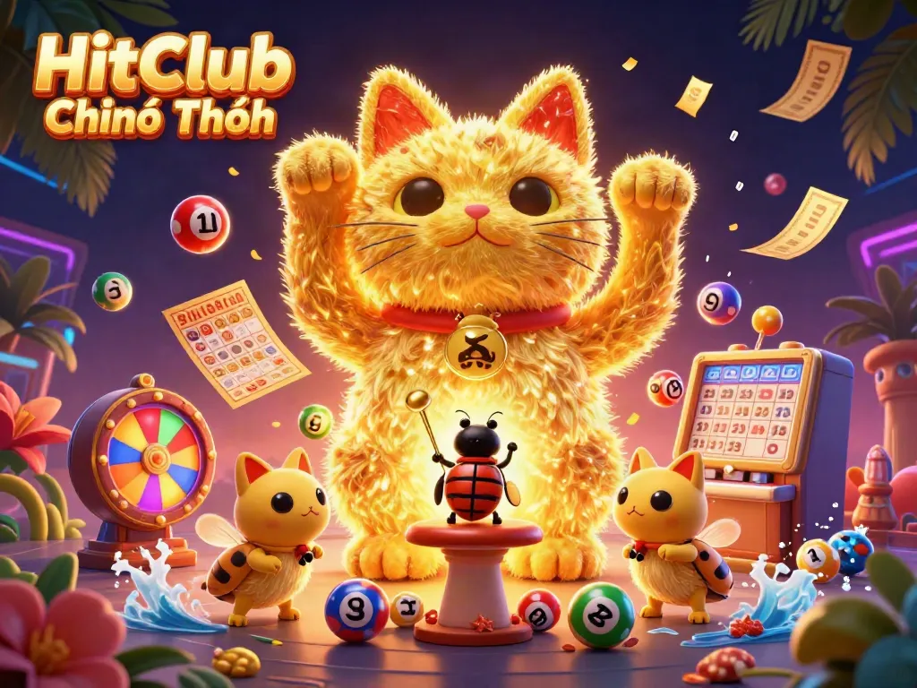 Experience the vibrant gaming world of HitClub Chính Thức with dynamic golden fireflies embodying luck.