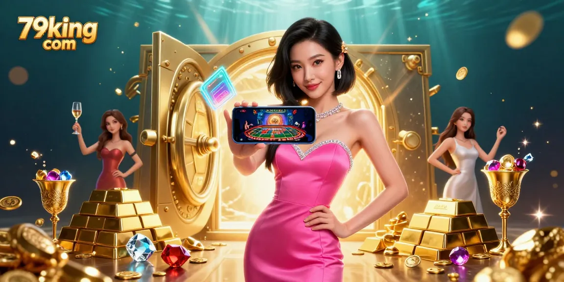 Experience excitement at 79king com with a stunning Asian woman showcasing a live dealer game!