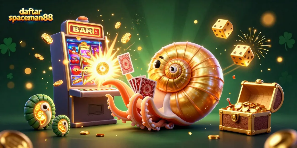 Play at daftar spaceman88 with vibrant 3D characters, slots, and golden roulette wheel
