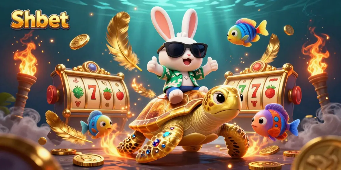 Experience winning thrills with Shbet's exciting 3D casino scene featuring a lucky rabbit.