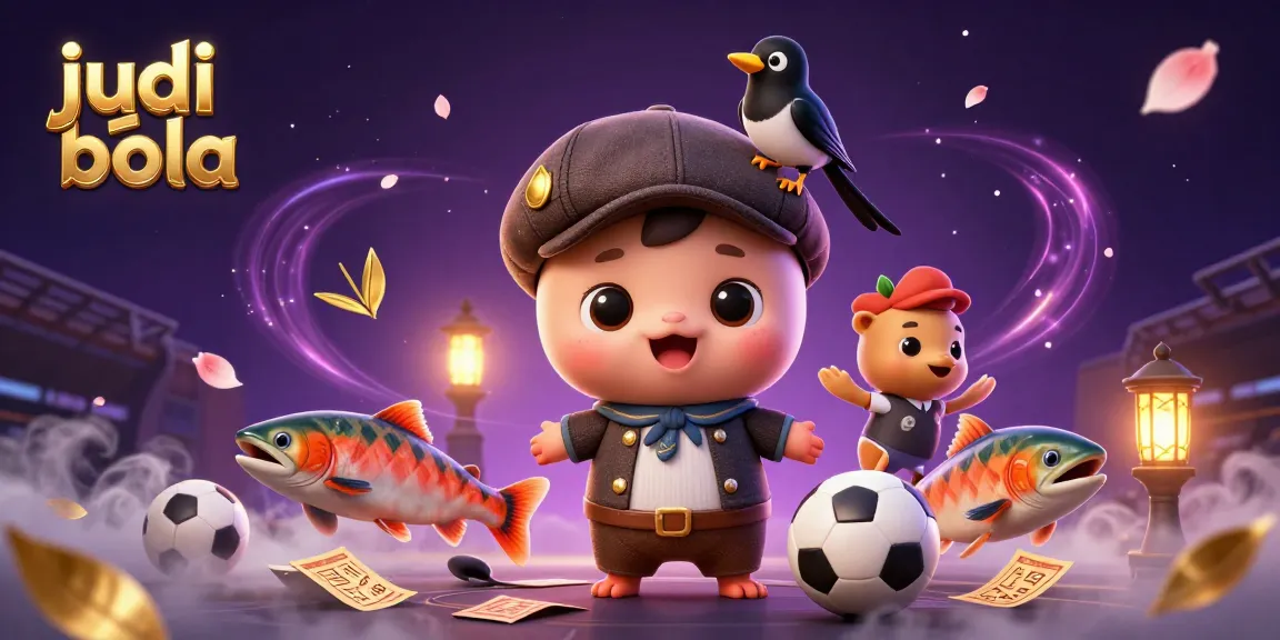 Engage in judi bola with vibrant characters surrounded by sports elements and dynamic casino action.