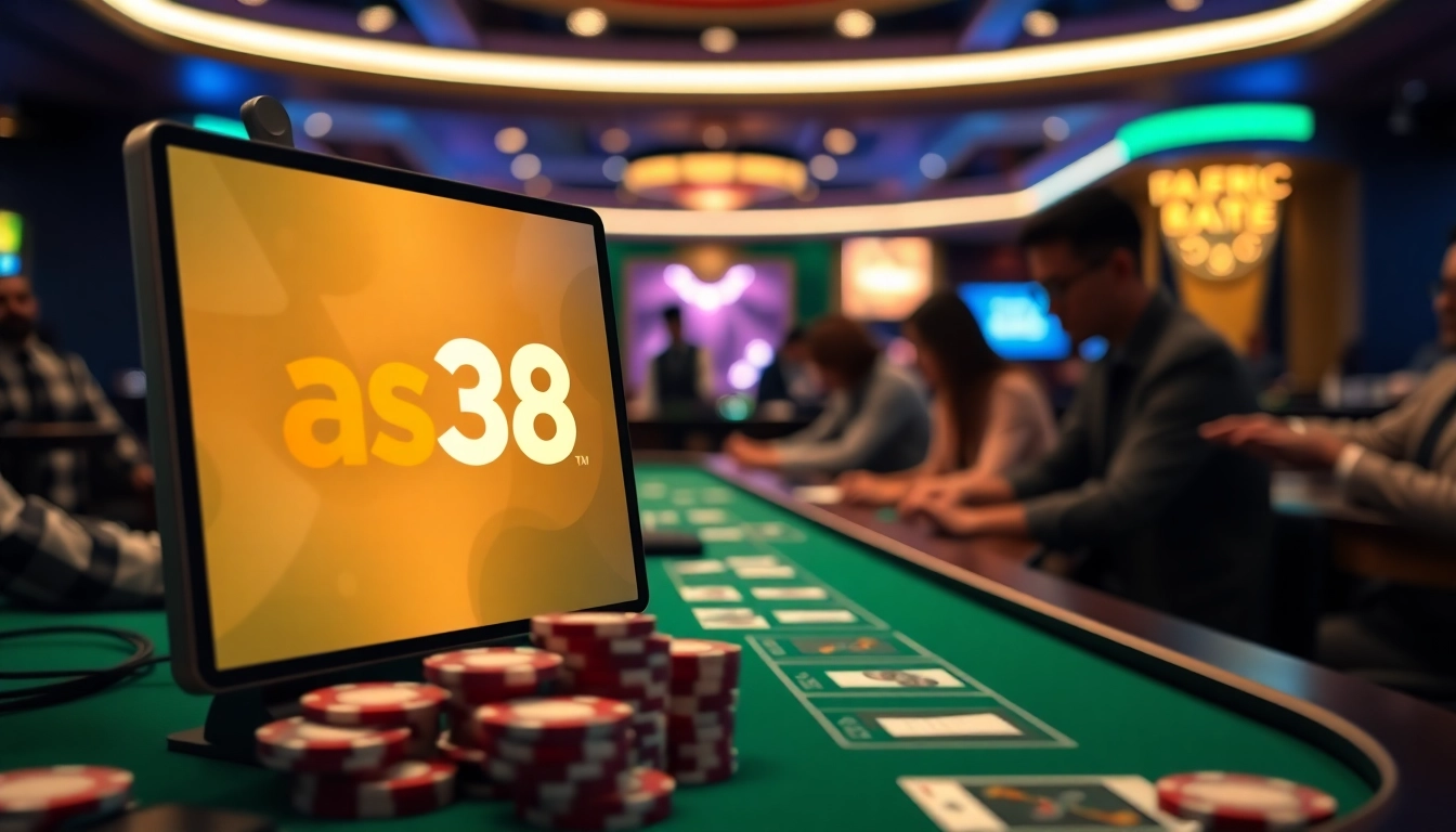 Visualizing as38 deposit ewallet indonesia in a dynamic casino environment with digital gaming elements.