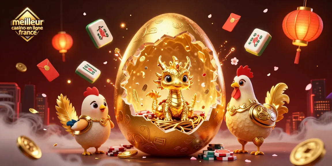 Découvrez le meilleur casino en ligne France avec une illustration captivante dévoilant un dragon en or cristal sur des jetons de poker.