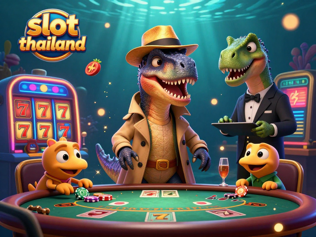 Experience slot thailand action with playful characters in a dynamic casino scene.