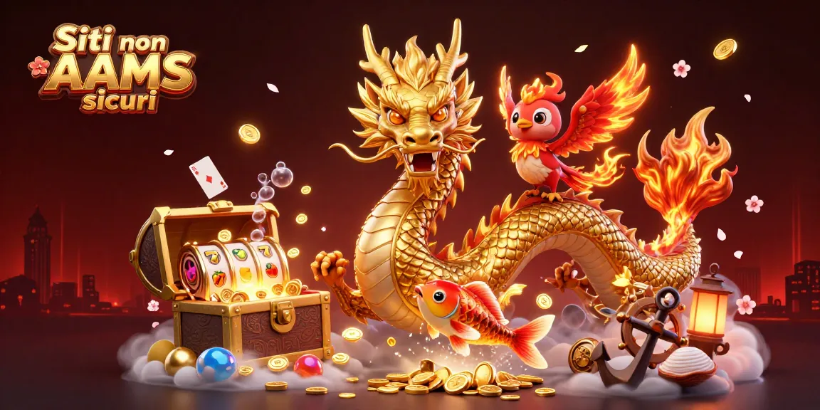 Interagisci con Siti non AAMS sicuri in un'illustrazione 3D dinamica e vivace a tema casino.