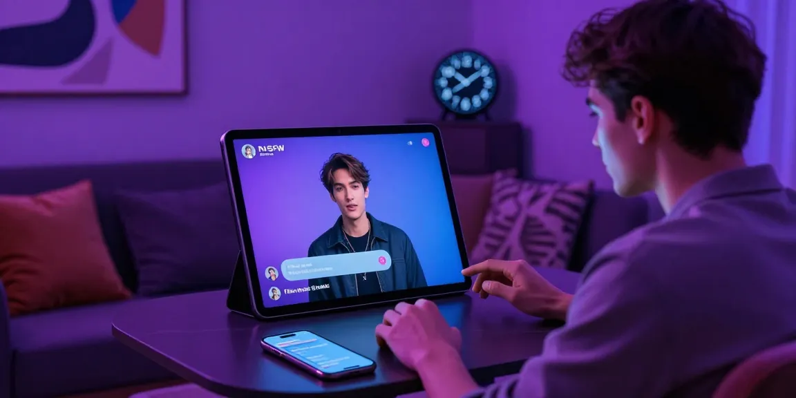 Engaging in ai nsfw chat with responsive AI character in a modern lounge environment.