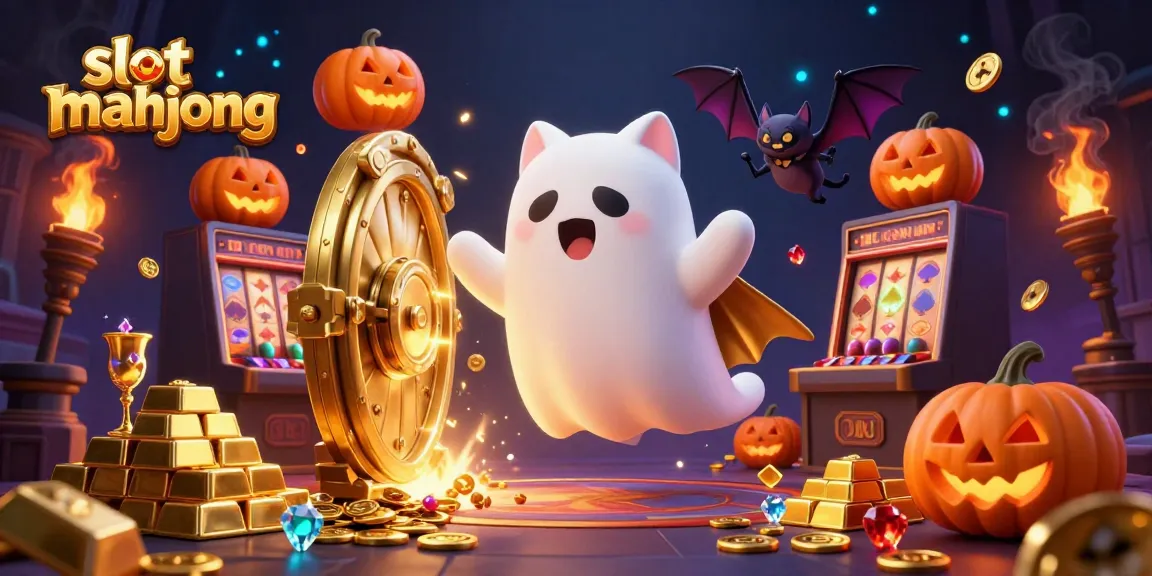 Experience the thrill of slot mahjong with our lively casino scene featuring ghost cats and more.