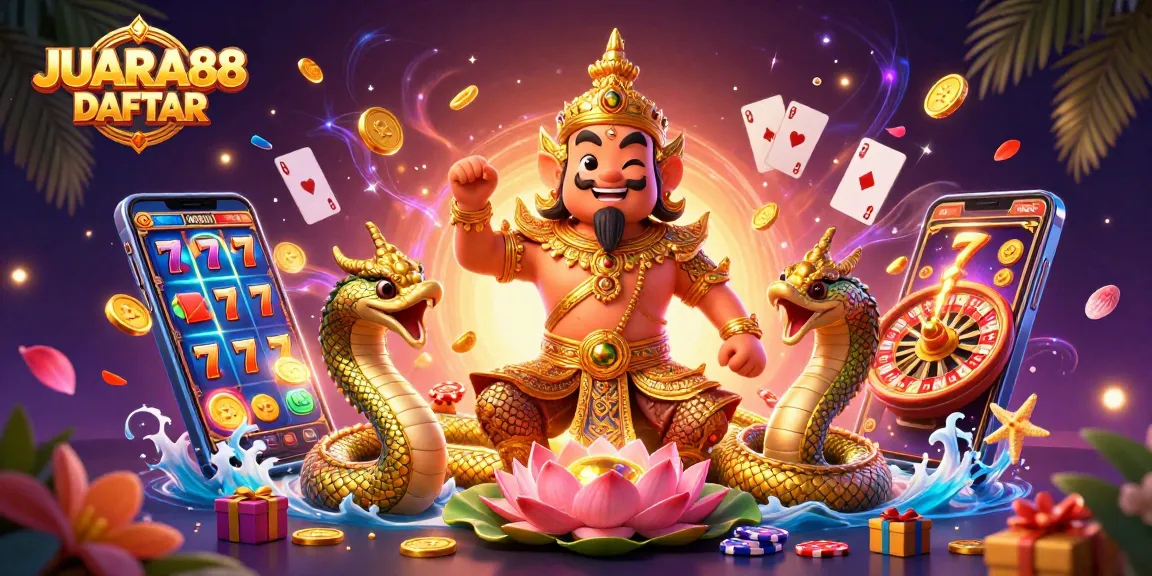 Engage with JUARA88 DAFTAR and witness a vibrant scene of interactive slot games amidst rich casino elements.