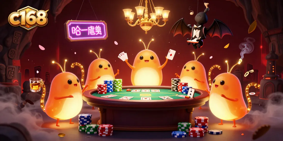 Experience the excitement of c168 with glowing glowworms lighting up a vibrant casino scene.