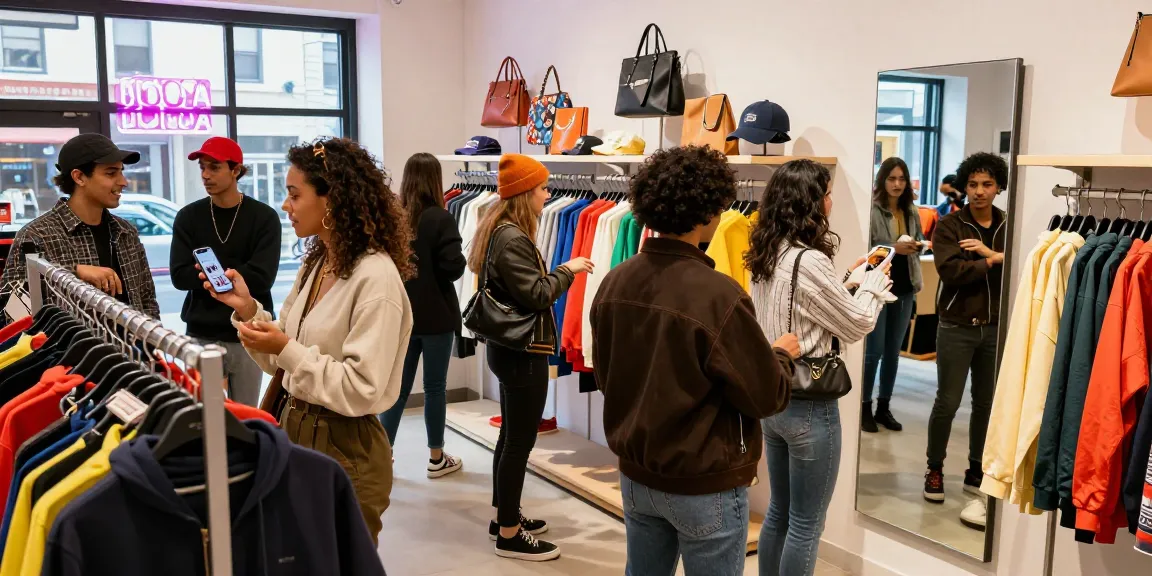Shoppers exploring trendy fashion in an urban retail store, enhancing their experience at https://forumup.org/shop/search.php?ca_id=&addr1=&addr2=&addr3=&schKeyword=.