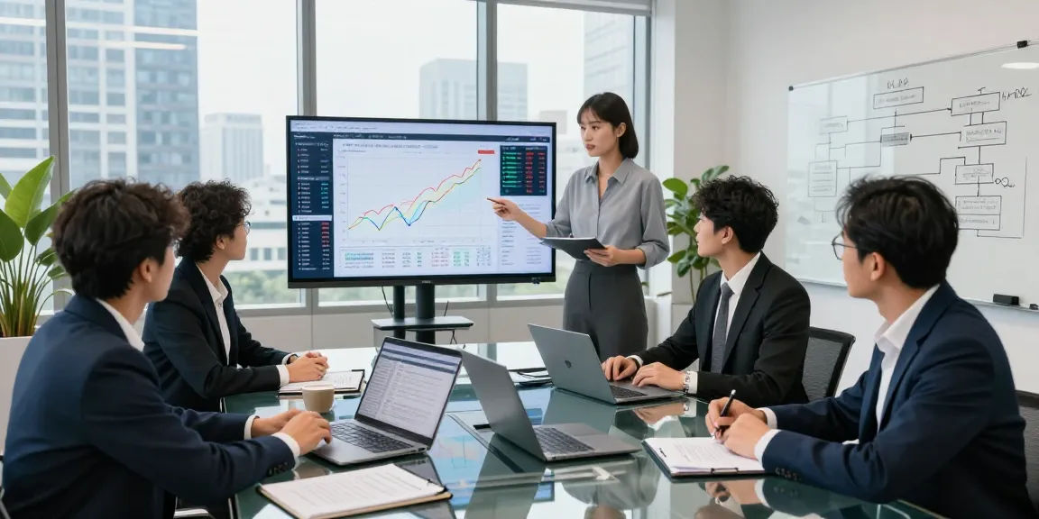 Dynamic team collaborating on asset tracing strategies in a modern office setting.