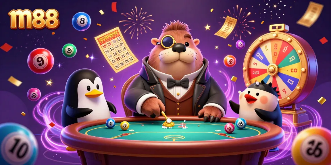 Experience excitement with m88, featuring lively walrus and penguin at a poker game.