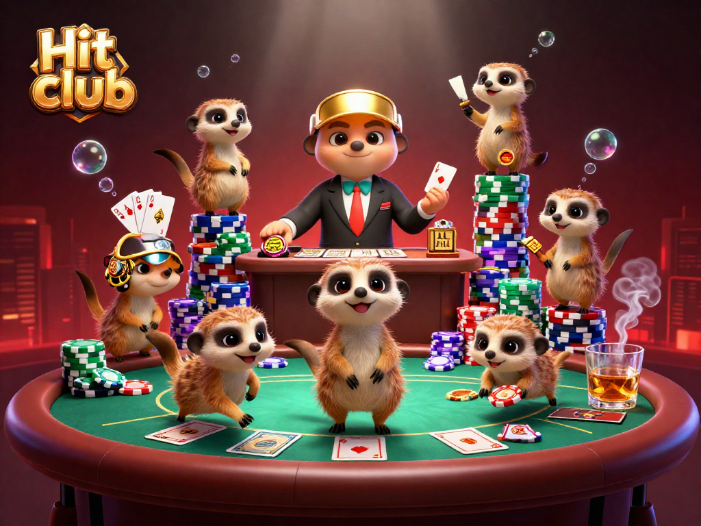 Engage with the Hit club as meerkats orchestrate a lively casino scene with vibrant games and dynamic activities.