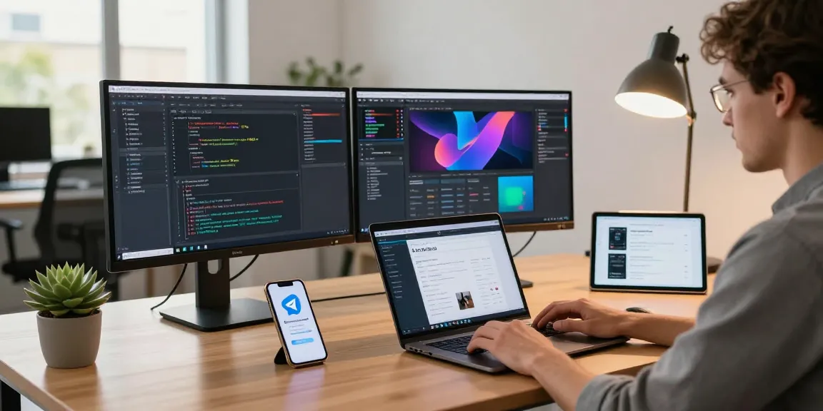 Explore Telegram Download in a modern workspace with developers coding and collaborating.