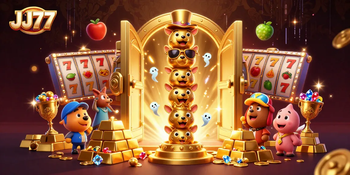 Experience thrilling wins on JJ77, the ultimate real-money gaming app with vibrant casino artwork.