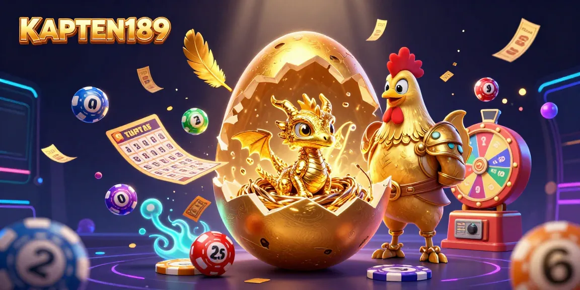 KAPTEN189 memperlihatkan ilustrasi kasino 3D dengan naga emas dan chip poker, menarik keberuntungan bagi pemain.