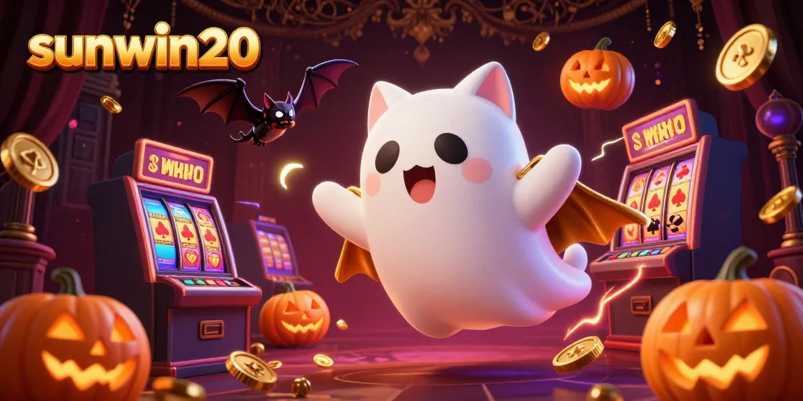 Luck strikes at sunwin20 as a friendly ghost cat animates the vibrant casino landscape filled with jackpots and thrilling action.