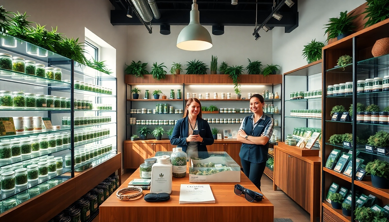 Shop a variety of products at a modern Weed Store offering a welcoming atmosphere.