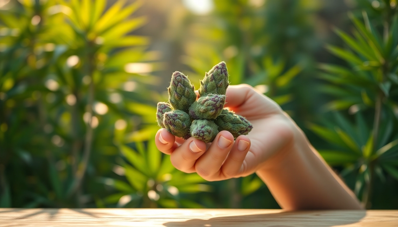 Examine the benefits of Mental Wellness CBD buds in a tranquil setting with vibrant plant life.