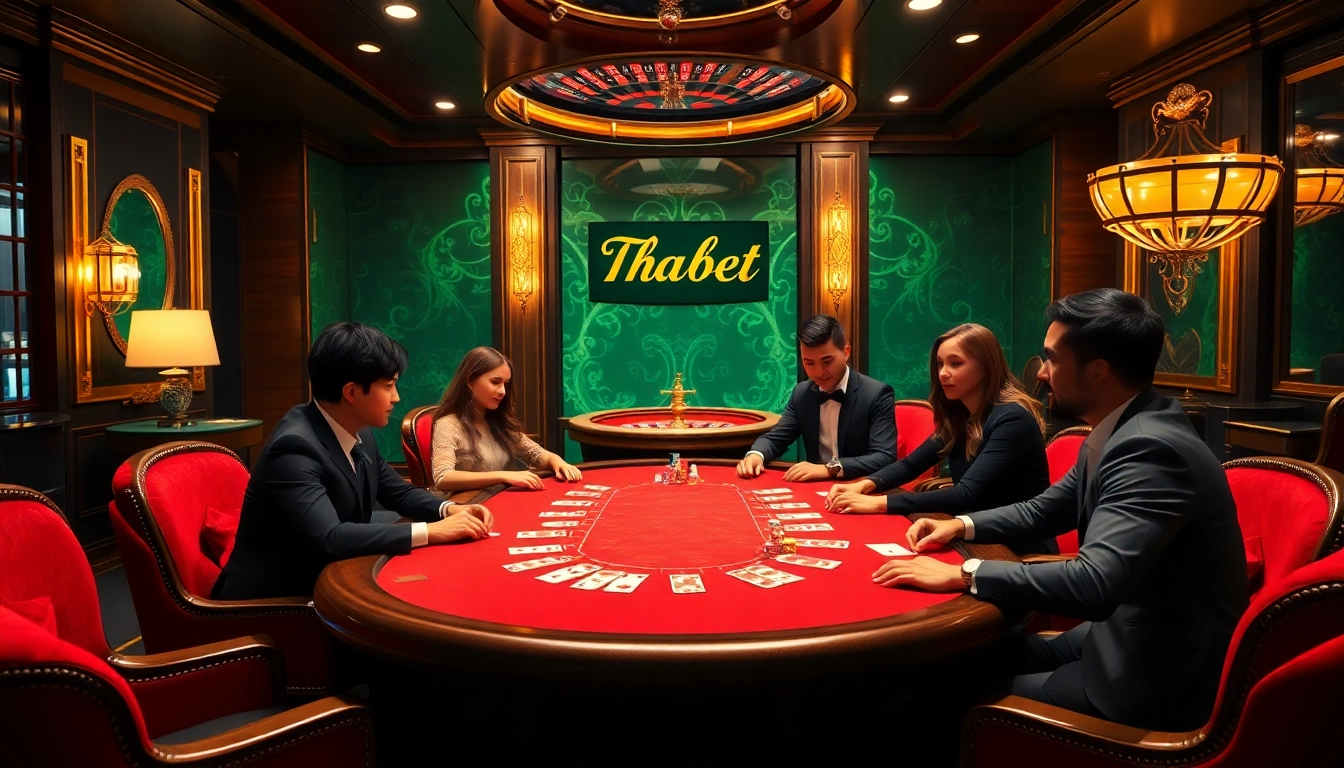 Thabet poker game featuring high-stakes excitement and luxurious ambiance for gamblers.