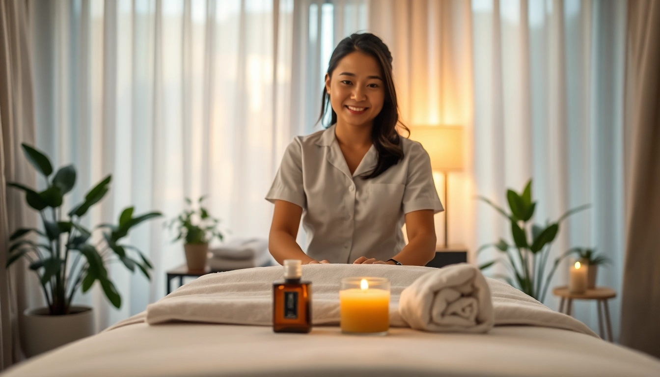 아늑한 가정 환경에서 젊은 전문 치료사가 편안하게 마사지하는 오산출장마사지 장면.